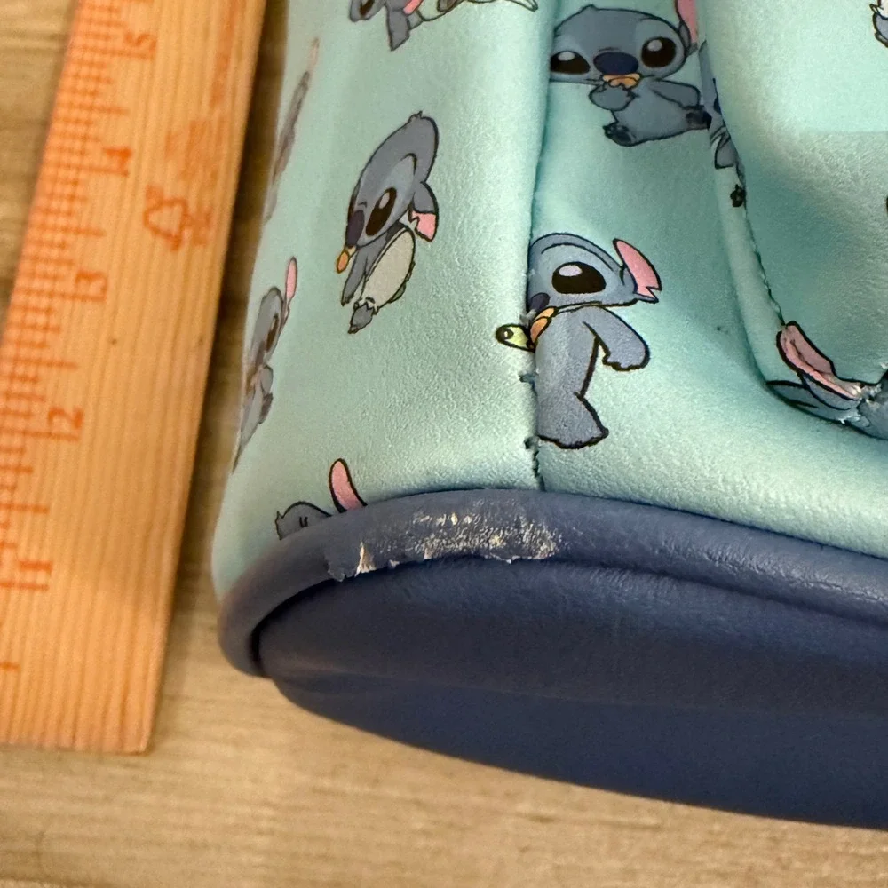 Disney Loungefly‎ Stitch All Over Print Mini Backpack Light Blue Faux Leather